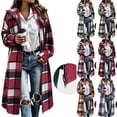 thumbnail image 1 of Chiccall Women's Plaid Wool Long Overcoat with Lapel Collar and Double Zipper Oversized Long Sleeves Casual Fall Winter Coat Outerwear, 1 of 6