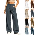 thumbnail image 1 of Chiccall Women's Pleated High Waist Wide Leg Dress Pants Solid Pocket Business Casual Commute Trousers, 1 of 8