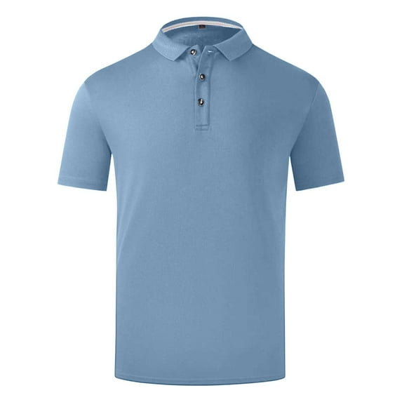 Chiccall Women's Plus Size Blouse V Neck Short Sleeve Button Tops Solid Waffle Collared T Shirt Light Blue L