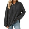 thumbnail image 1 of Chiccall Women's Ribbed Knit Hoodies Oversized Long Sleeve Drawstring Hooded Sweatshirt Casual Loose Solid Fall Sweaters with Pocket 2025 Winter Trendy Tops Blouse, 1 of 6