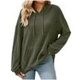thumbnail image 1 of Chiccall Women's Ribbed Knit Hoodies Oversized Long Sleeve Drawstring Hooded Sweatshirt Casual Loose Solid Fall Sweaters with Pocket 2025 Winter Trendy Tops Blouse, 1 of 6