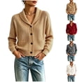 thumbnail image 1 of Chiccall Women's Shawl Collar Cable Knit Cardigan Sweaters Fall Winter Fashion Long‑Sleeve Button‑Down Sweater Jacket, 1 of 6