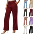 thumbnail image 1 of Chiccall Women's Stretch Waist Bootcut Dress Pants High Waist Buttons Zipper Office Slacks with Pockets, 1 of 7