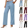thumbnail image 1 of Chiccall Women's Stretch Waist Bootcut Dress Pants High Waist Buttons Zipper Office Slacks with Pockets, 1 of 7