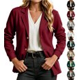 thumbnail image 1 of Chiccall Women’s Sweatshirt Blazer Jacket, Long Sleeve Lapel Shoulder Pads Lined Office Casual Sport Coat with Pockets, Loose Fit Work Outerwear for Daily Business, 1 of 9