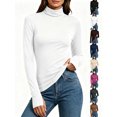 thumbnail image 1 of Chiccall Women's Turtleneck Long Sleeve Base Layer Top, Stretchy Slim Fit Thermal Shirt with Thumb Holes for Fall Winter Layering, 1 of 10
