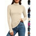 thumbnail image 1 of Chiccall Women's Turtleneck Long Sleeve Base Layer Top, Stretchy Slim Fit Thermal Shirt with Thumb Holes for Fall Winter Layering, 1 of 10