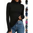 thumbnail image 1 of Chiccall Women's Turtleneck Long Sleeve Base Layer Top, Stretchy Slim Fit Thermal Shirt with Thumb Holes for Fall Winter Layering, 1 of 10