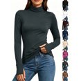 thumbnail image 1 of Chiccall Women's Turtleneck Long Sleeve Base Layer Top, Stretchy Slim Fit Thermal Shirt with Thumb Holes for Fall Winter Layering, 1 of 10