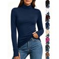 thumbnail image 1 of Chiccall Women's Turtleneck Long Sleeve Base Layer Top, Stretchy Slim Fit Thermal Shirt with Thumb Holes for Fall Winter Layering, 1 of 10