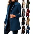 thumbnail image 1 of Chiccall Women's Winter Double Breasted Wool Coat Long Sleeve Notch Lapel Mid-Length Trench Coat Casual Overcoat with Pockets, 1 of 7