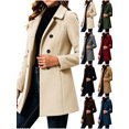 thumbnail image 1 of Chiccall Women's Winter Double Breasted Wool Coat Long Sleeve Notch Lapel Mid-Length Trench Coat Casual Overcoat with Pockets, 1 of 7