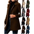 thumbnail image 1 of Chiccall Women's Winter Double Breasted Wool Coat Long Sleeve Notch Lapel Mid-Length Trench Coat Casual Overcoat with Pockets, 1 of 7