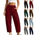 thumbnail image 1 of Chiccall Womens Barrel Baggy Cropped Sweatpants High Waist Elastic Drawstring Wide Leg Casual Jogger Pants, 1 of 9