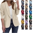 thumbnail image 1 of Chiccall Womens Blazers Long Sleeve Business Casual Open Front Cardigan Jacket Padded Shoulder Double Layered Blazers with Pockets, 1 of 7