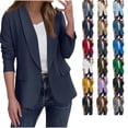 thumbnail image 1 of Chiccall Womens Blazers Long Sleeve Business Casual Open Front Cardigan Jacket Padded Shoulder Double Layered Blazers with Pockets, 1 of 7