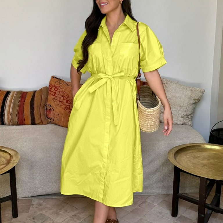 knee length dresses for ladies Black Collared Button Down Tie Waist Midi Shirt Dress *FINAL SALE* – SSYS