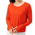 thumbnail image 1 of Chiccall Womens Crew Neck Long Sleeve Comfy T-Shirts Fall Loose Fit Sun Protection Dressy Casual Tops, 1 of 7