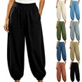 thumbnail image 1 of Chiccall Womens Elastic High Waist Jogger Pants Loose Breathable Casual Trousers with Side Pockets for Travel Loungewear, 1 of 7