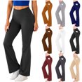 thumbnail image 1 of Chiccall Womens Flare Leggings with Pockets Seamless Workout Yoga Pants Bottoms High Waist Stretch Tummy Control Athletic Casual Trousers Black M, 1 of 10