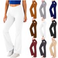 thumbnail image 1 of Chiccall Womens Flare Leggings with Pockets Seamless Workout Yoga Pants Bottoms High Waist Stretch Tummy Control Athletic Casual Trousers White XL, 1 of 10