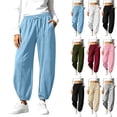 thumbnail image 1 of Chiccall Womens Fleece Lined Barrel Jogger Sweatpants High Elastic Drawstring Pants with Side Pockets Solid Athleisure Trousers, 1 of 10