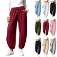 thumbnail image 1 of Chiccall Womens Fleece Lined Barrel Jogger Sweatpants High Elastic Drawstring Pants with Side Pockets Solid Athleisure Trousers, 1 of 10