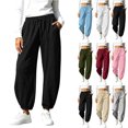 thumbnail image 1 of Chiccall Womens Fleece Lined Barrel Jogger Sweatpants High Elastic Drawstring Pants with Side Pockets Solid Athleisure Trousers, 1 of 10