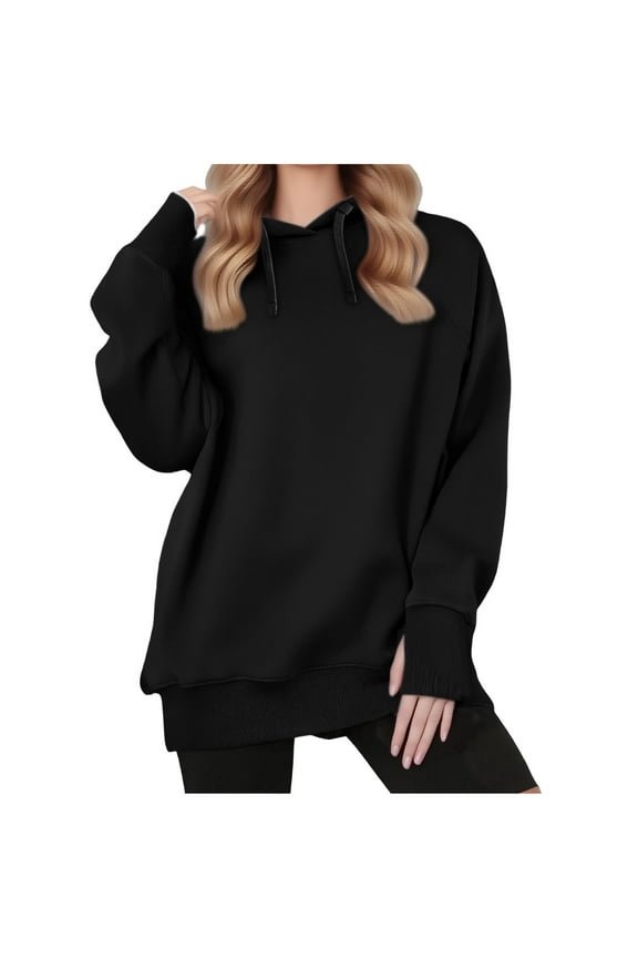 Womens Hoodies Fall Solid Casual Athletic Drawstring Hooded Sweatshirt Long Sleeve Pullover Tops for Casual & Workout