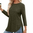 thumbnail image 1 of Chiccall Womens Lightweight Sweaters Fall Loose Ribbed Knit Crew Neck Side Slit Tops Blouse, 1 of 6