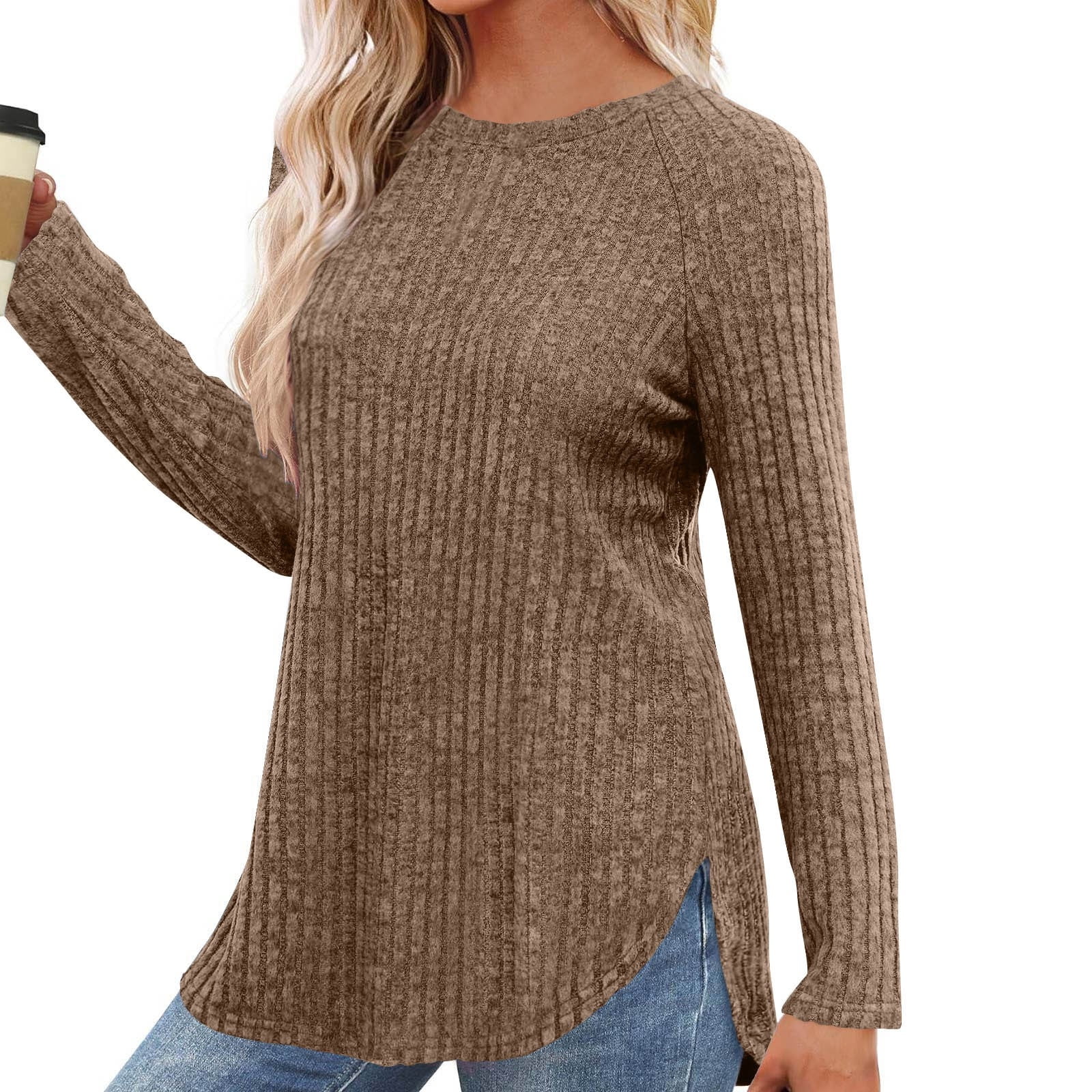 Chiccall Womens Lightweight Sweaters Long Sleeve Crew Neck Side Slit Chiccall Womens Lightweight Sweaters Long Sleeve Crew Neck Side Slit