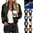 thumbnail image 1 of Chiccall Womens Lightweight Waterproof Hiking Bomber Jacket Fashion Cropped Zip-Up Long Sleeve Outdoor Coat Top, 1 of 9