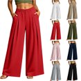 thumbnail image 1 of Chiccall Womens Pleated Wide Leg Sweatpants, Elastic Waist Casual Trousers with Pockets,Fall Fashion Loose Athleisure Bottoms, 1 of 8