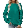 thumbnail image 1 of Chiccall Womens Plus Size Fall Crew Neck Solid Casual Loose Sweatshirts, 1 of 5