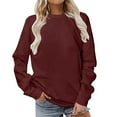 thumbnail image 1 of Chiccall Womens Plus Size Crew Neck Solid Casual Loose Sweatshirts, 1 of 5