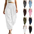 thumbnail image 1 of Chiccall Womens Ruffle Paperbag Waist Jogger Pants, Loose Textured Casual Trousers with Side Pockets, 1 of 10
