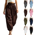 thumbnail image 1 of Chiccall Womens Ruffle Paperbag Waist Jogger Pants, Loose Textured Casual Trousers with Side Pockets, 1 of 10