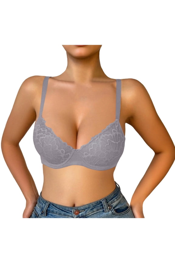 Women Everyday Bras Lace Trim Ruffle Supportive Balconette No Underwire Comfort Push Up Bras for Women