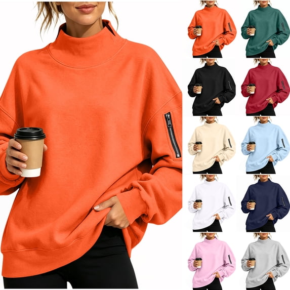 Chiccall Womens Trendy Oversized Sweatshirts Mock Neck Pullover Long Sleeve Tops Fall Fashion Outfits 2026 Clothes