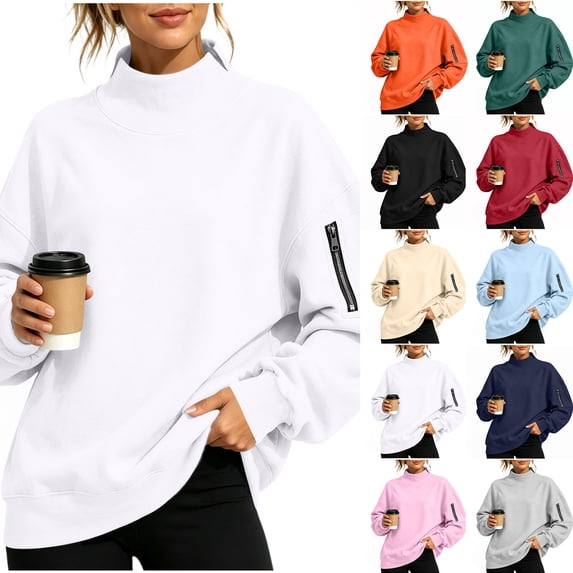Chiccall Womens Trendy Oversized Sweatshirts Mock Neck Pullover Long Sleeve Tops Fall Fashion Outfits 2026 Clothes