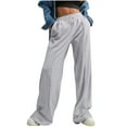 thumbnail image 1 of Chiccall Womens Wide Leg Sweatpants Casual Elastic Waist Drawstring Pleated Open Bottom Comfy Lounge Pants, 1 of 5