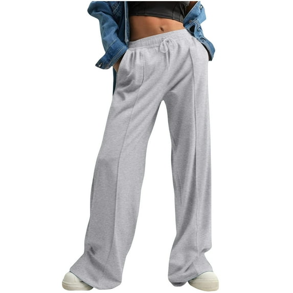 Chiccall Womens Wide Leg Sweatpants Casual Elastic Waist Drawstring Pleated Open Bottom Comfy Lounge Pants