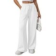 thumbnail image 1 of Chiccall Womens Wide Leg Sweatpants Drawstring High Waisted Sweat Pants with Pockets Athletic Winter Workout Joggers Pants White XL, 1 of 7