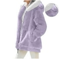 thumbnail image 1 of Chiccall Womens Winter Fuzzy Fleece Jacket Hooded Solid Color Zip Up Cardigan Coats Outerwear with Pockets Purple XXL, 1 of 8