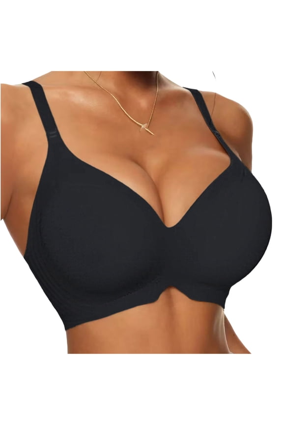 Womens Wireless Everyday Bras Low Curved V Neck Notch Under Bust One Piece Cup Lift Padded Bras Friendly Comfortable Wide Adjustable Strap All Day Multipack Wear Bras
