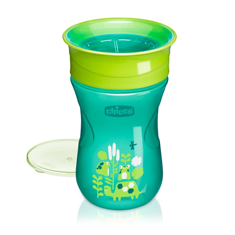 Chicco 360° Spoutless Rim Trainer Sippy Cup 9m+ in Green, Easy to