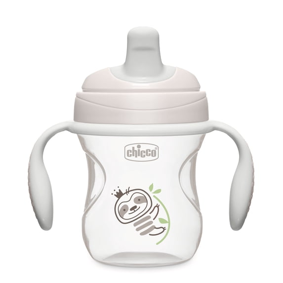 Chicco 7oz. Semi-soft Trainer with Bite-Resistant Spout, Snap-on Cap and Removable Handles, 6m+ - Grey