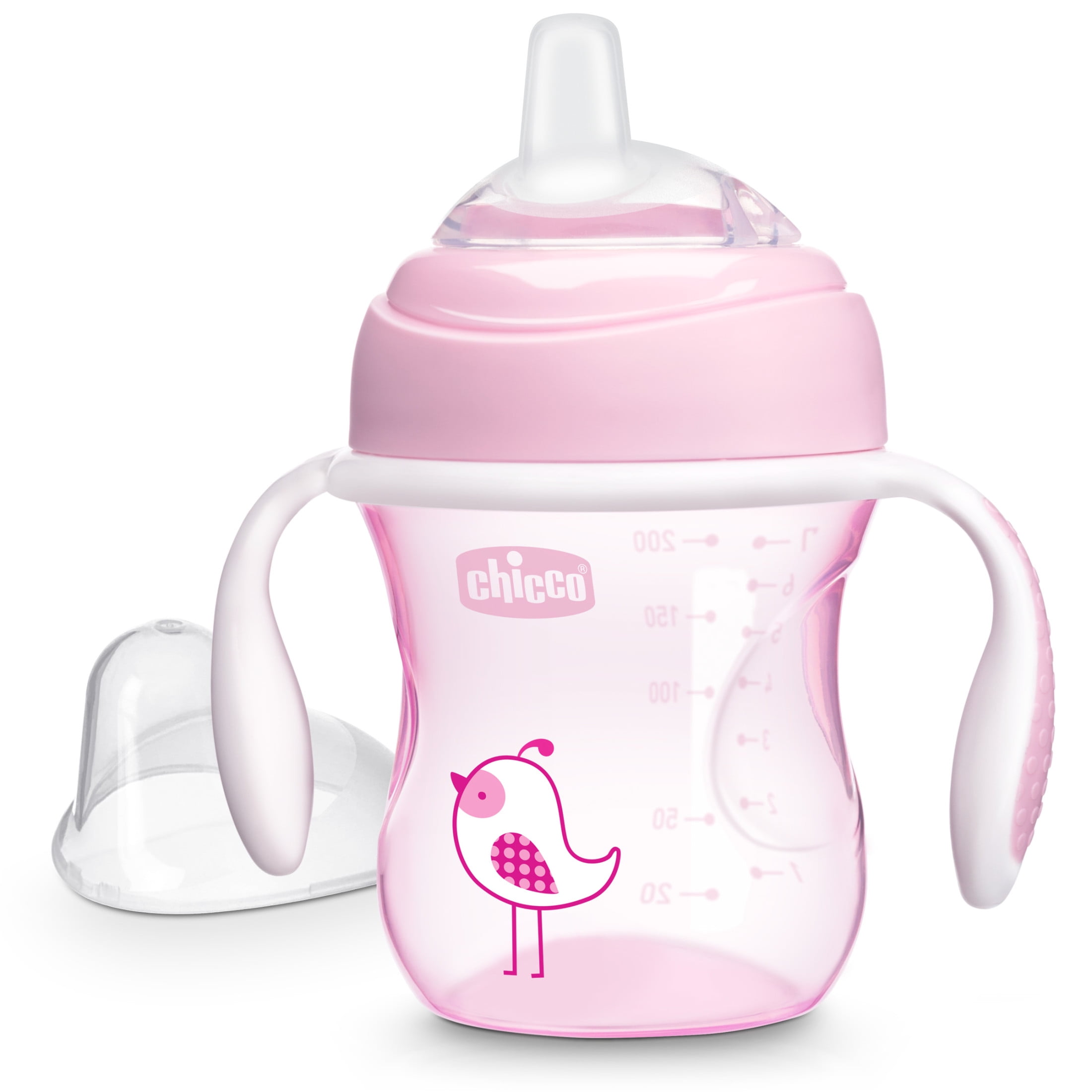 Chicco Silicone Spout Transition Sippy Cup 7oz Pink with easy-to