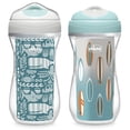 thumbnail image 1 of Chicco 9oz. Insulated Rim Trainer with Bite-Resistant Spout and Double-Wall Insulation, 12m+, 2-Pack - Ocean Print/Surf, New, 1 of 8