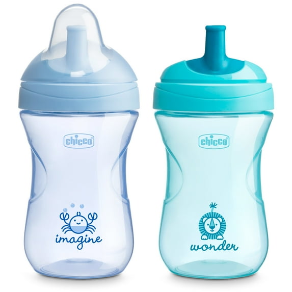 Chicco 9oz. Sport Spout Trainer Sippy Cup, 9m+, 2-Pack - Teal/Blue, New